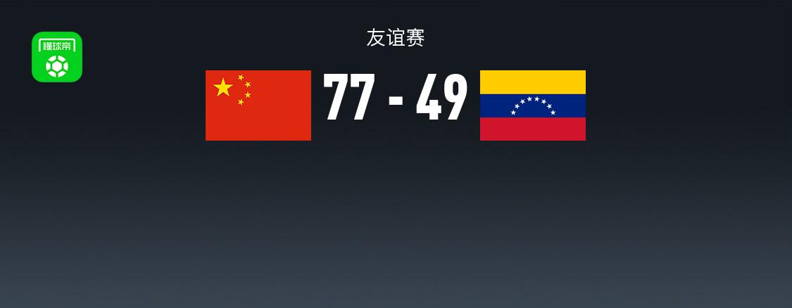 中國男籃77-49大勝委內(nèi)瑞拉，趙睿11分，胡金秋14+5